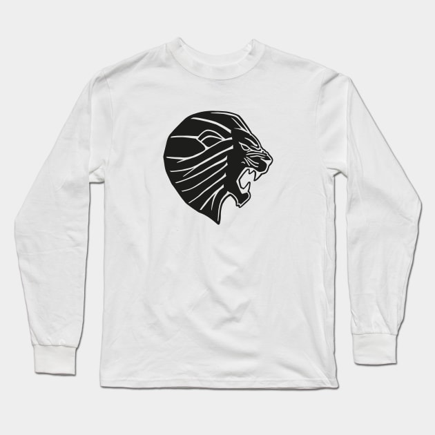 Black Lion Head Long Sleeve T-Shirt by shaldesign